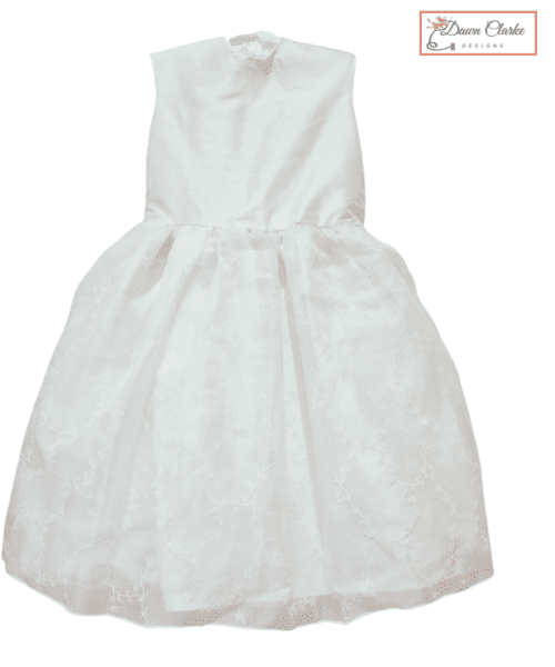 Silk ivory/white party celebration flower girl dress - Aged 3 | Dawn Clarke Designs