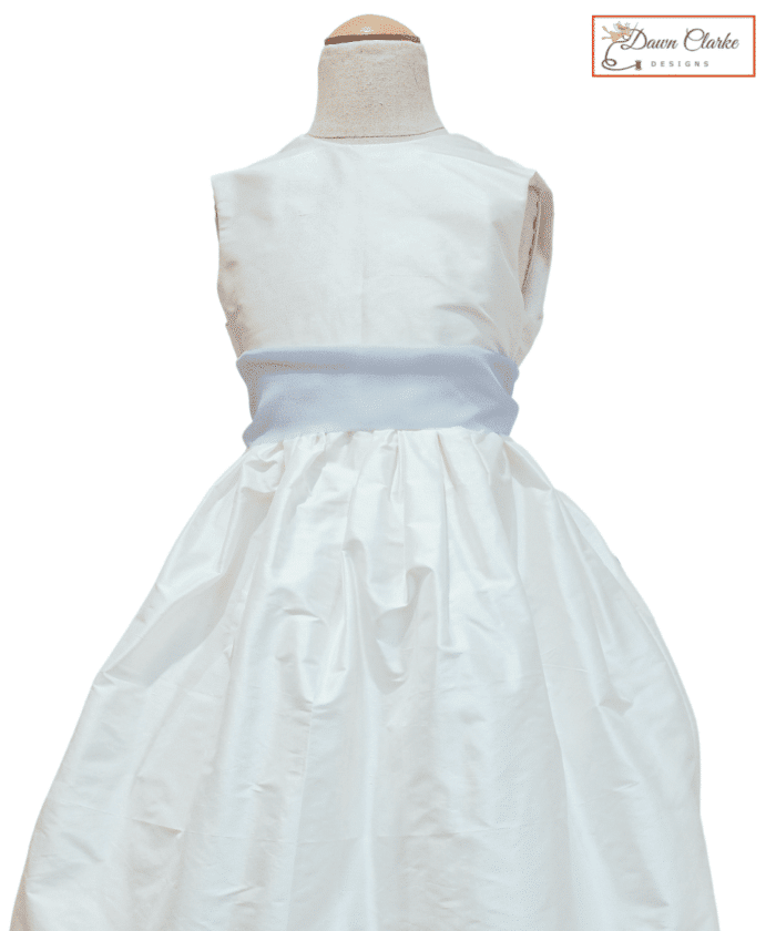 Silk ivory/white party celebration flower girl dress - Aged 5 | Dawn Clarke Designs