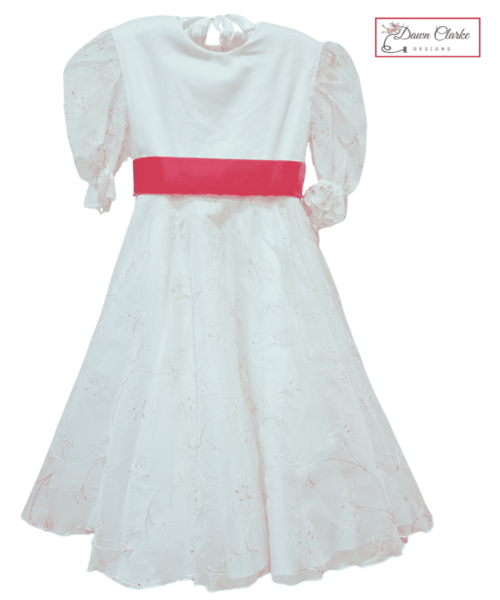 Cotton & Silk Organza Ivory/White Party Celebration Flower Girl Dress - Aged 7 | Dawn Clarke Designs